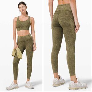 Lululemon Fast and Free High Rise Tight 25" *Ice Dye Ice Wash Moss Green